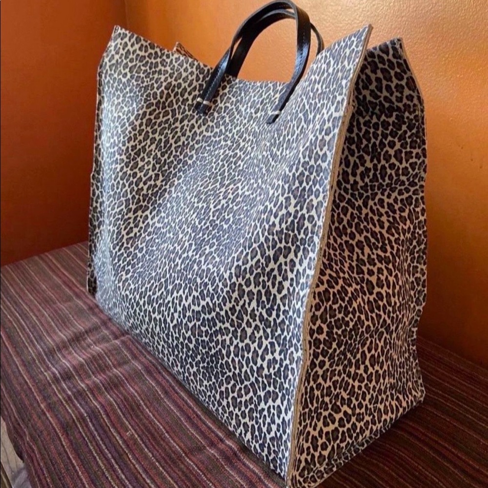 Clare V Cat Leopard Simple Tote Bag w/ Strap